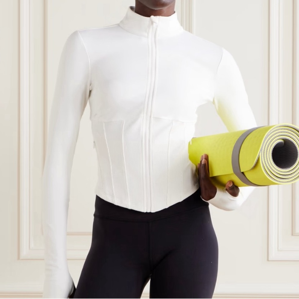 NWT ALO YOGA Airbrush ribbed stretch-jersey corset jacket